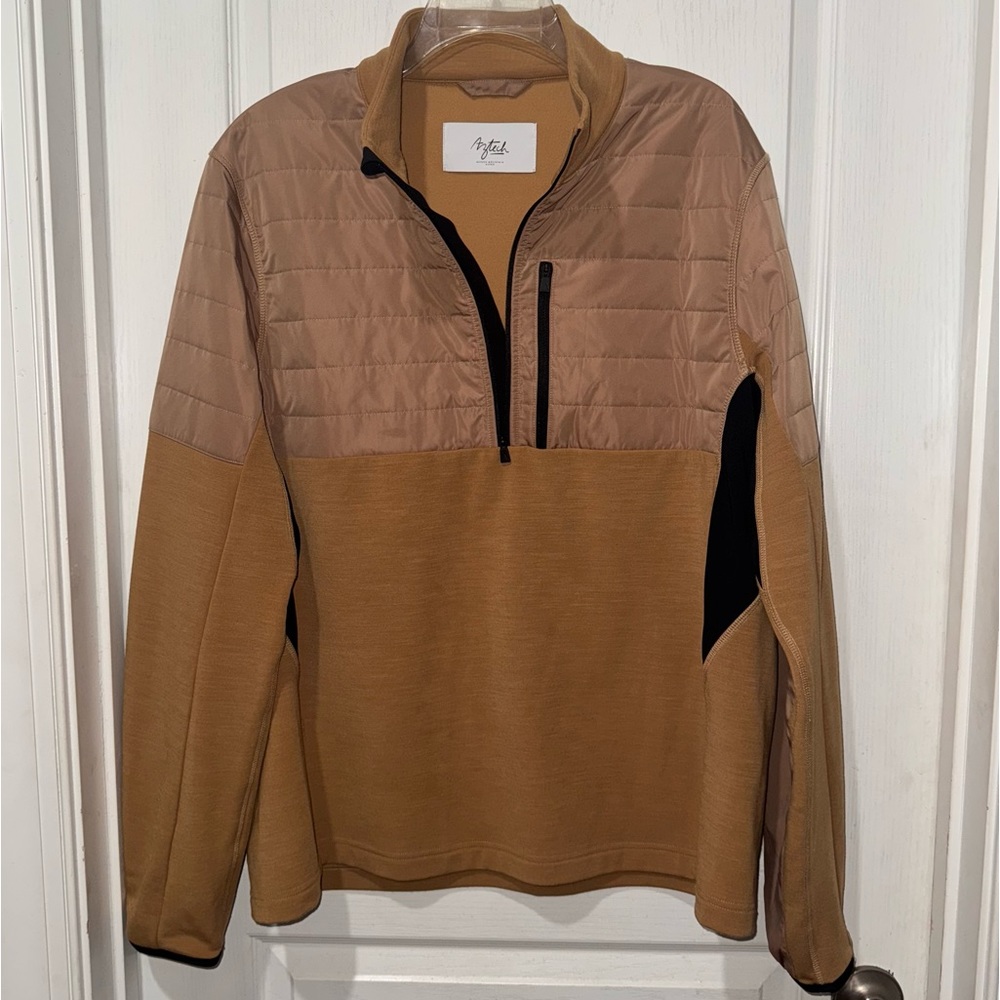Aztech Mountain Smuggler XL Quilted Shell Paneled Fleece Half Zip pullover Brown